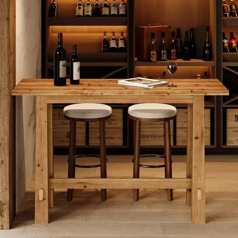 Table de bar de 63 pouces en bois massif, hauteur bar, pour cuisine, café ou restaurant
